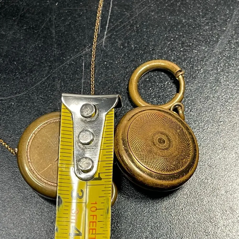 Vtg Retractable Pocket Watch Fob Chain Pin Tooled Raised Brass Nurse Lot of 2